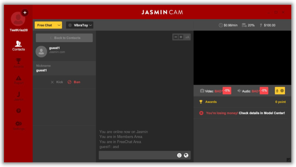 Handle problematic visitors in JasminCam with the Kick or Ban Features